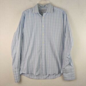 Charles Tyrwhitt Blue Plaid Slim Fit Plaid French Cuff Shirt 16.5/35